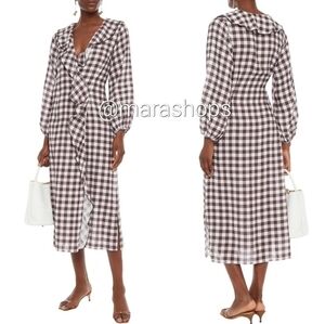 Marysia Ruffled gingham linen midi dress